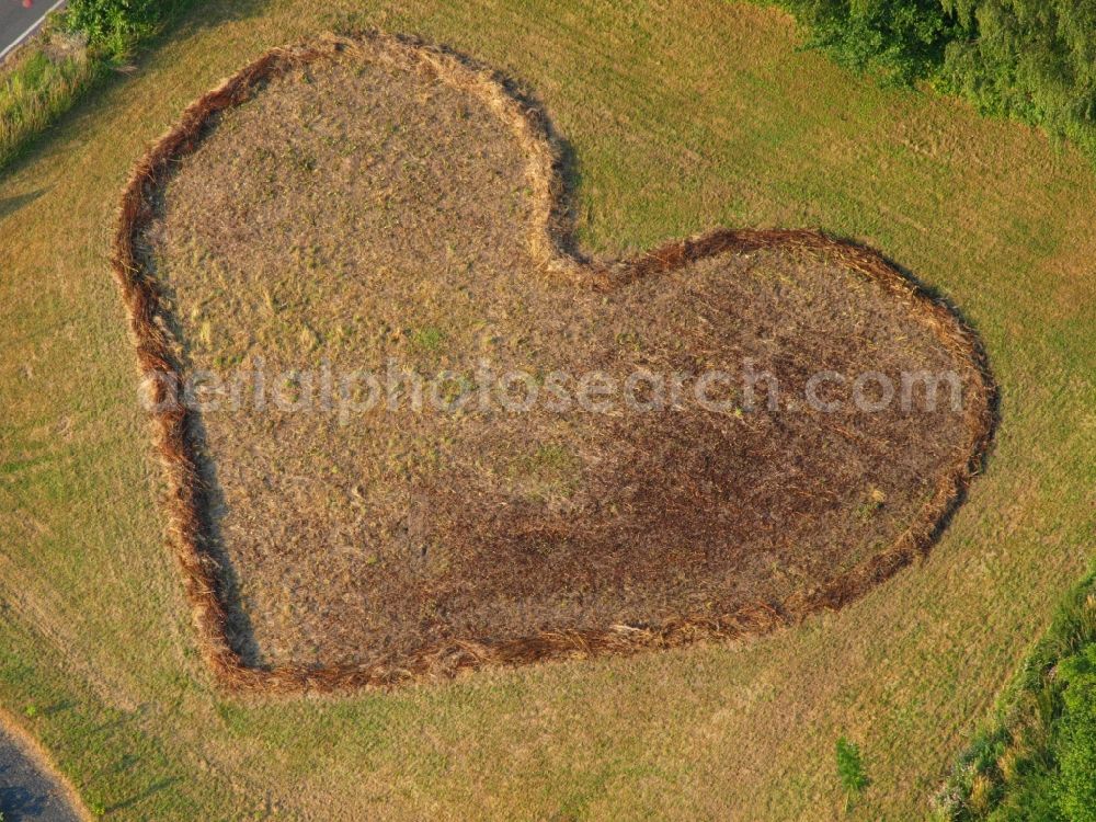 Rauschendorf from above - Structures of a field landscape in heart shape in Rauschendorf in the state North Rhine-Westphalia, Germany