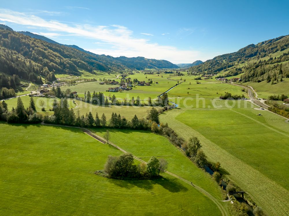 Konstanzer from above - Structures of a field landscape in Konstanzer Allgaeu in the state Bavaria, Germany