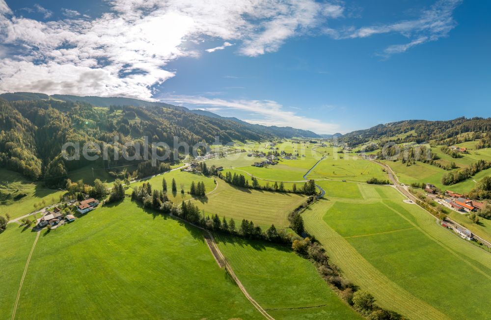 Aerial photograph Oberstaufen - Structures of a field landscape Konstanzer Tal on street Konstanzer in Oberstaufen Allgaeu in the state Bavaria, Germany