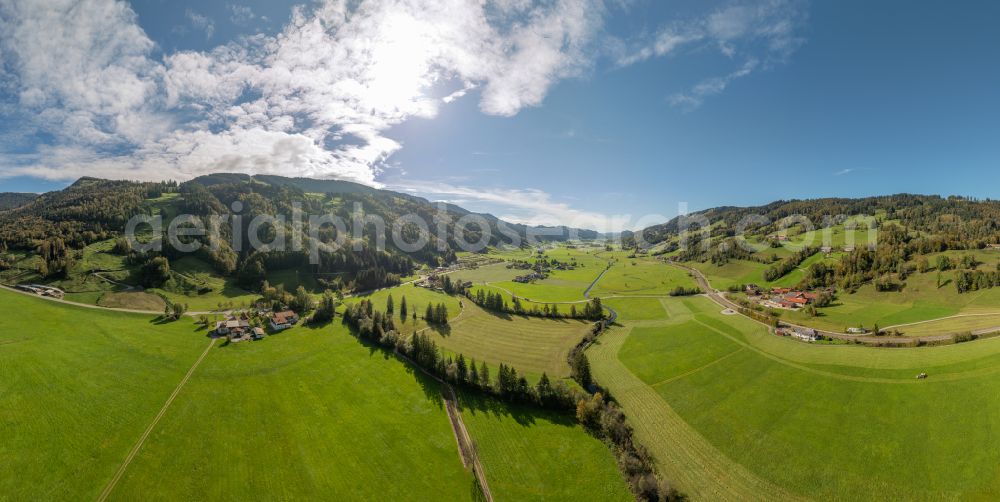 Oberstaufen from above - Structures of a field landscape Konstanzer Tal on street Konstanzer in Oberstaufen Allgaeu in the state Bavaria, Germany