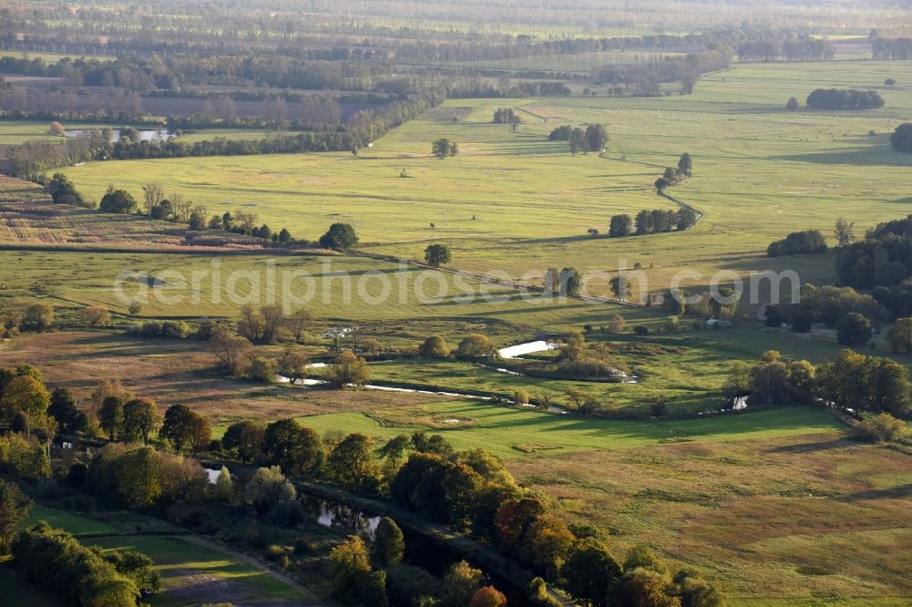 Krewelin from above - Structures of a field landscape in Krewelin in the state Brandenburg, Germany