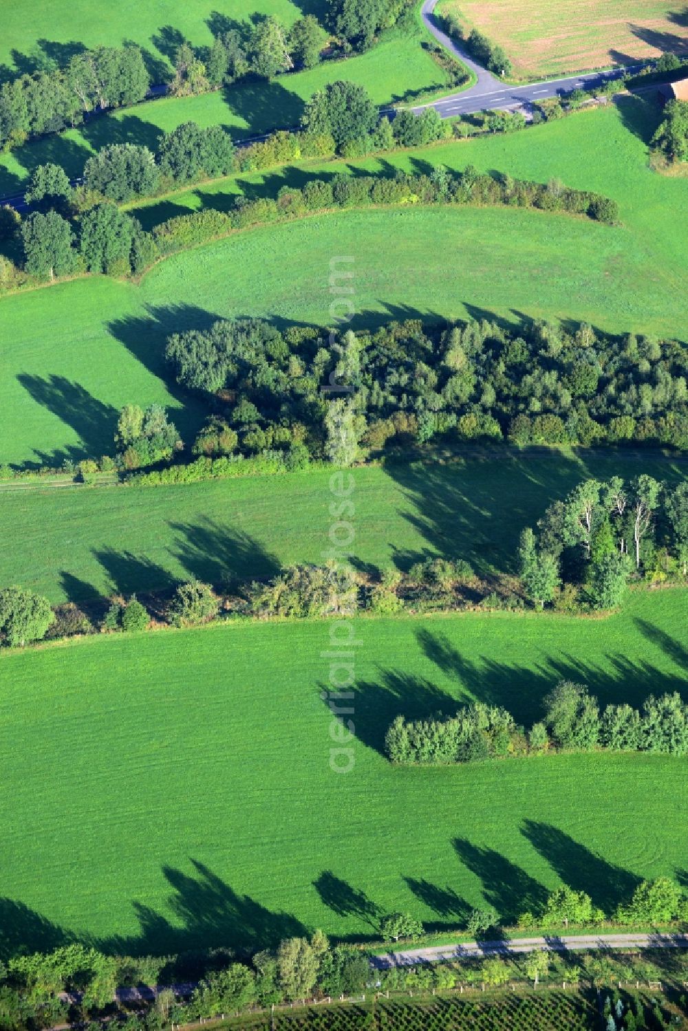 Aerial image Bad Soden-Salmünster - Structures of a field landscape in Mernes in the state Hesse