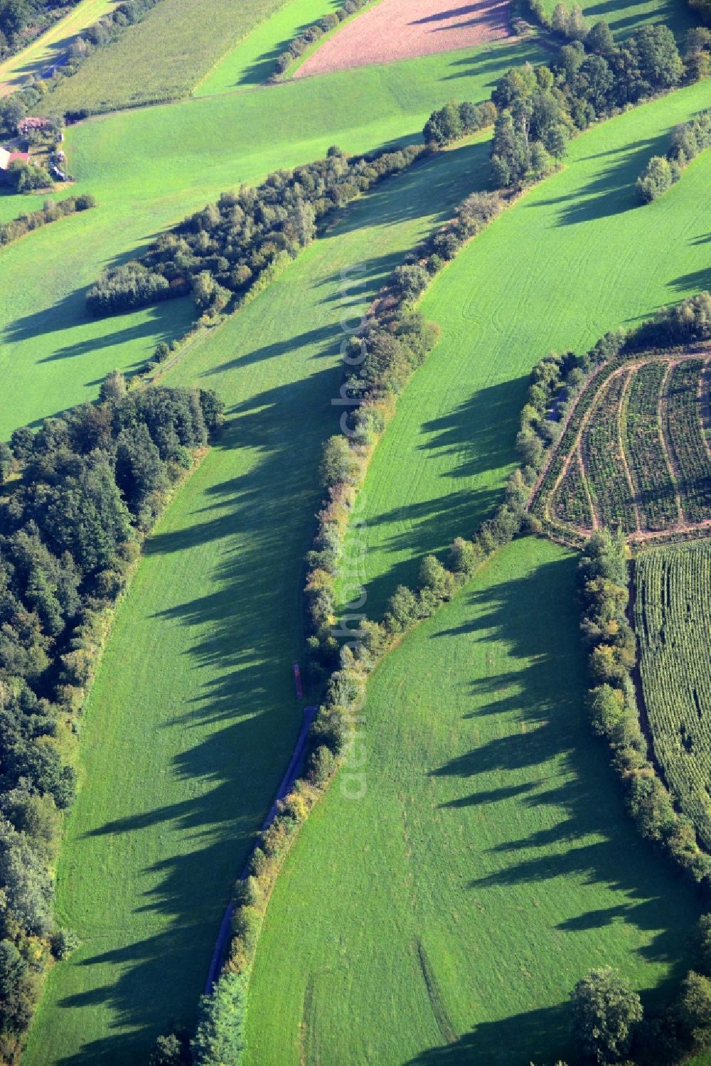 Aerial image Bad Soden-Salmünster - Structures of a field landscape in Mernes in the state Hesse