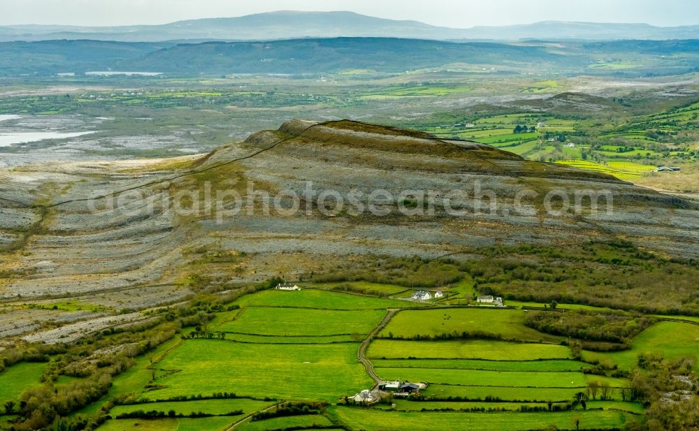 Aerial image Mullaghmore Burren County - Structures of a field landscape in Mullaghmore Burren County in Clare, Ireland