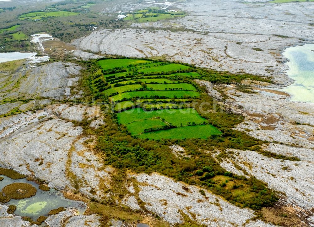 Mullaghmore Burren County from the bird's eye view: Structures of a field landscape in Mullaghmore Burren County in Clare, Ireland