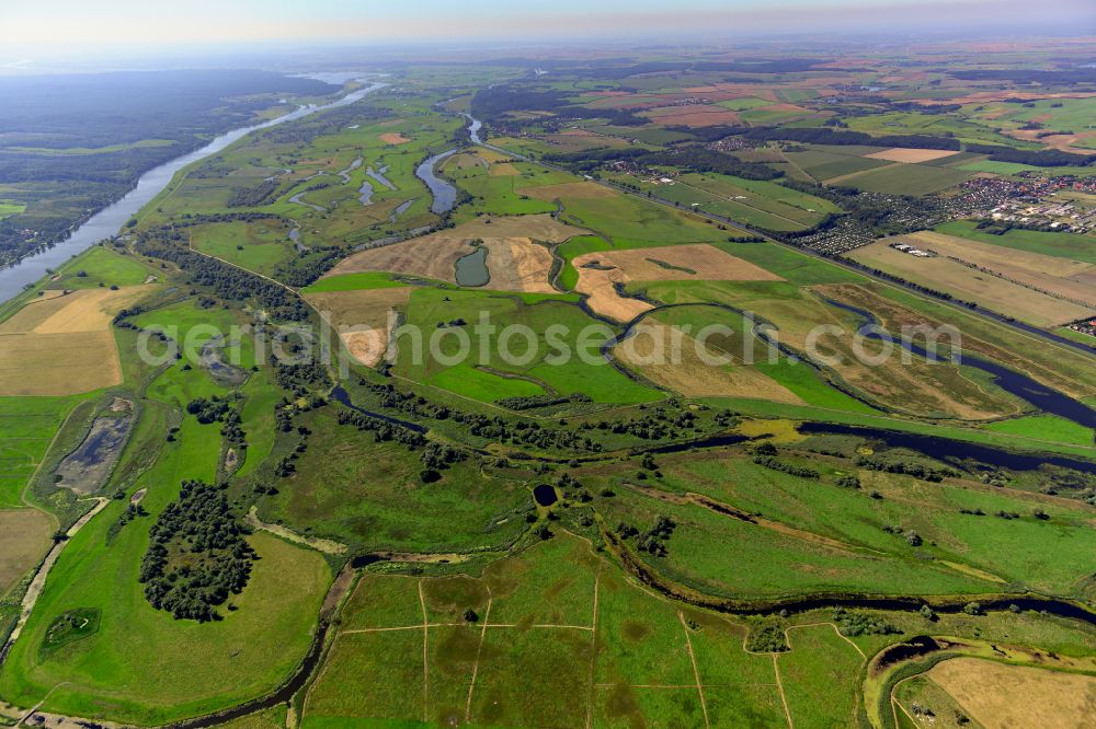 Aerial photograph Schwedt/Oder - Structures of a field landscape of Nationalpark Unteres Odertal in Schwedt/Oder in the state Brandenburg, Germany