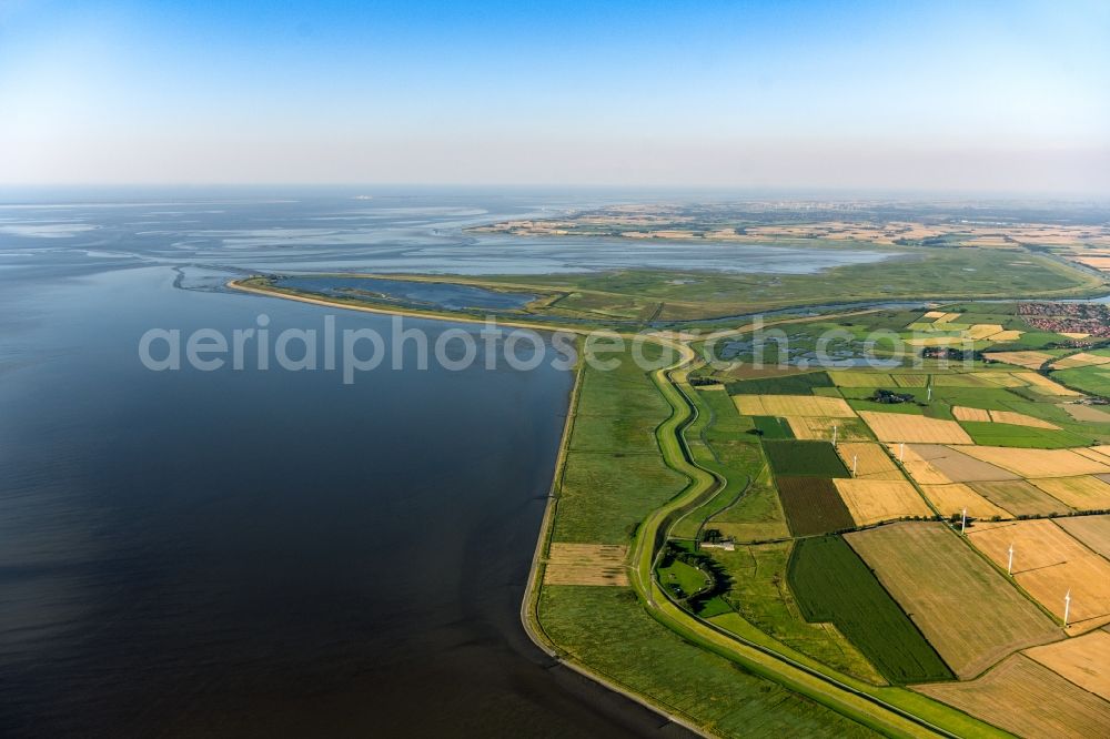 Krummhörn from above - Structures of a field landscape at the North Sea coast in Krummhoern in the state Lower Saxony, Germany