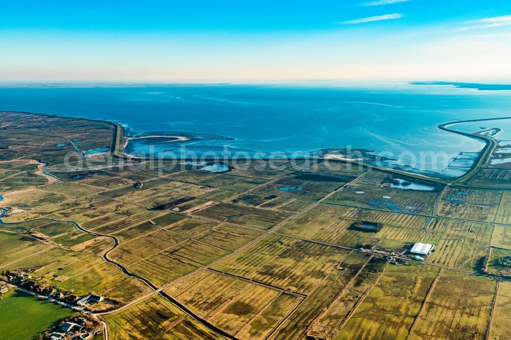 Aerial image Sylt - Structures of a field landscape in the district Tinnum in Sylt on the island of Sylt in the state Schleswig-Holstein, Germany