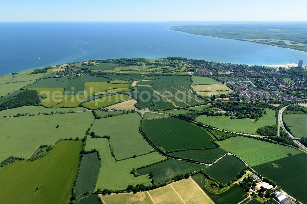 Aerial photograph Lübeck - Structures of a field landscape at the Baltic Sea in Luebeck in the state Schleswig-Holstein