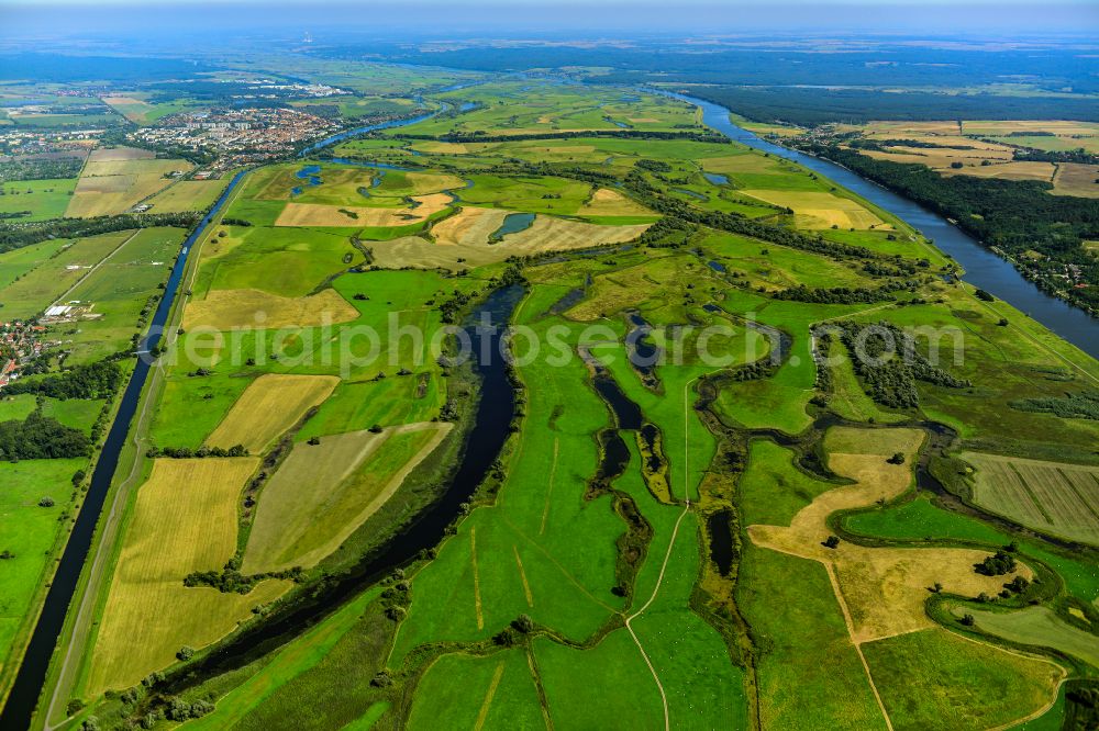 Schwedt/Oder from above - Structures of a field landscape in Schwedt/Oder in the Uckermark in the state Brandenburg, Germany