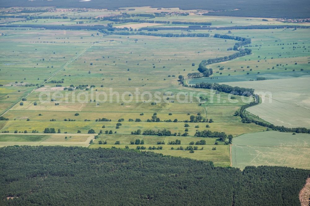 Aerial image Trebitz - Structures of a field landscape in Trebitz in the state Brandenburg, Germany