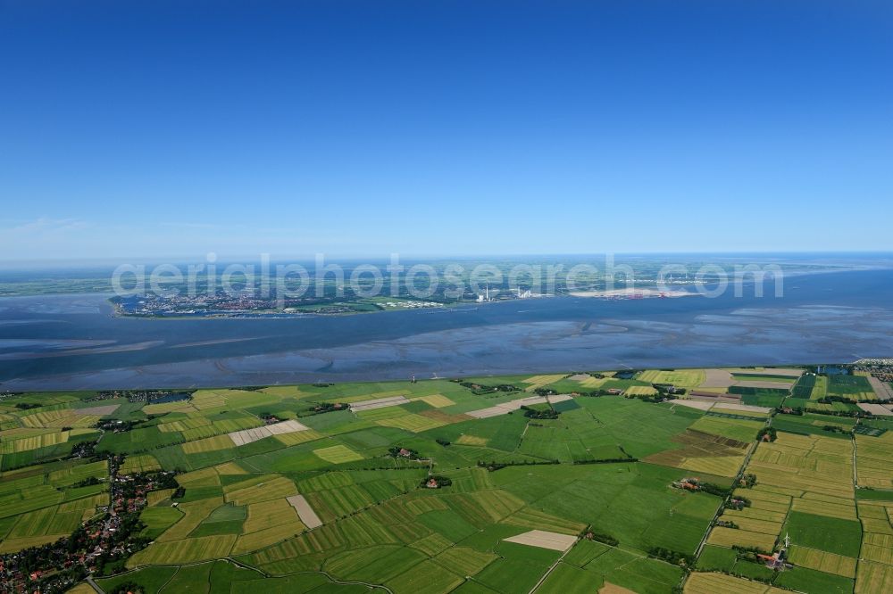 Butjadingen from the bird's eye view: Structures of a field landscape at the Wadden Sea of North Sea in Butjadingen in the state Lower Saxony