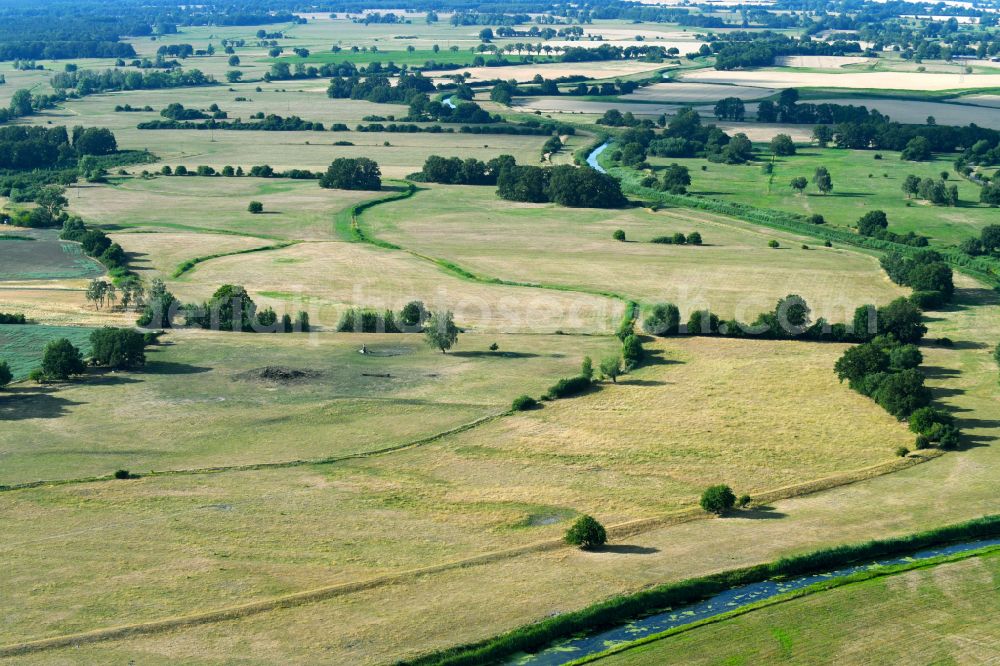 Werben (Altmark) from above - Structures of a field landscape in Werben (Altmark) in the state Saxony-Anhalt, Germany