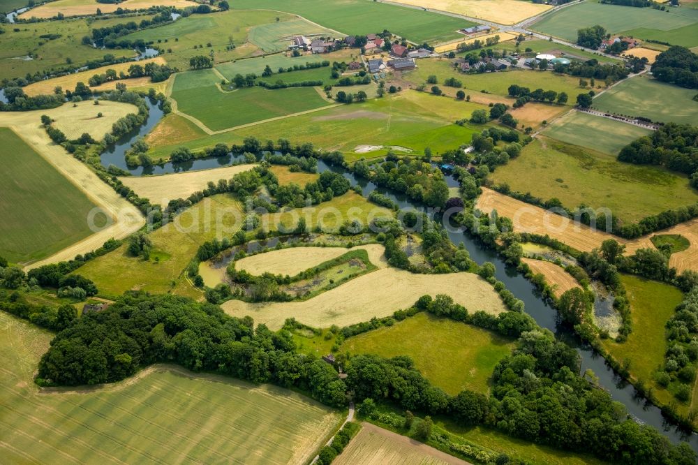 Aerial image Werne - Structures of a field landscape in Werne in the state North Rhine-Westphalia