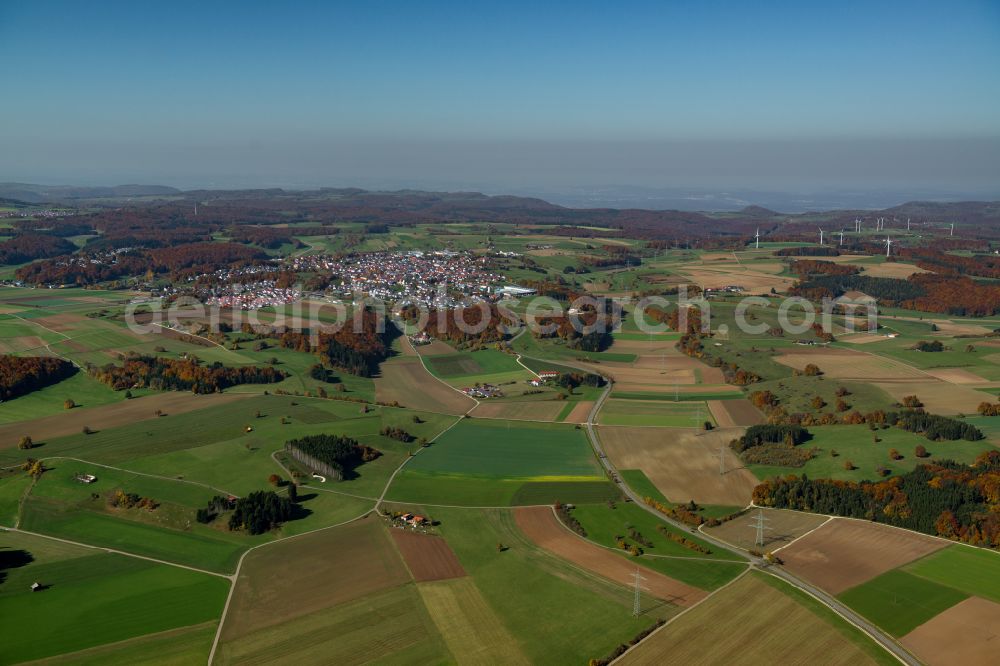 Westerheim from the bird's eye view: Structures of a field landscape in Westerheim in the state Baden-Wuerttemberg, Germany