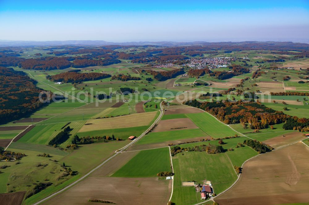 Aerial image Westerheim - Structures of a field landscape in Westerheim in the state Baden-Wuerttemberg, Germany