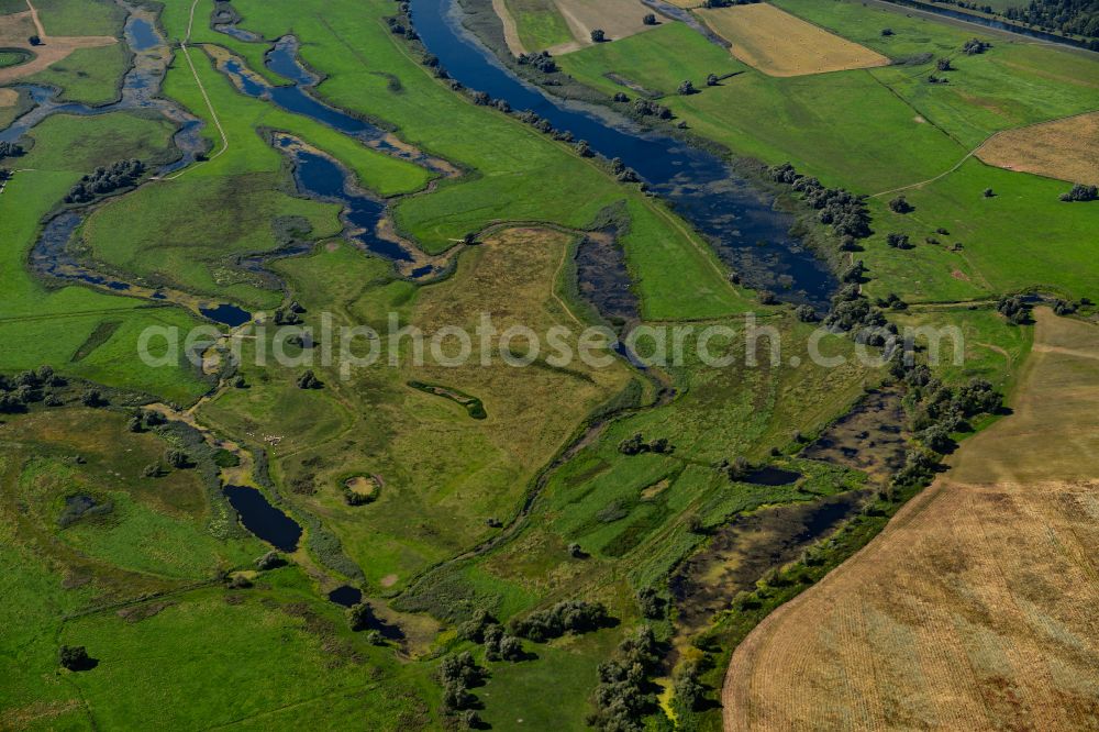 Zützen from above - Structures of a field landscape in Zützen in the state Brandenburg, Germany