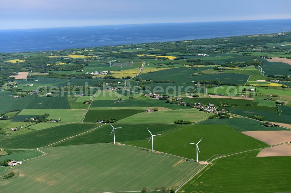 Klemensker from above - Green space structures a Hallig Landscape Bornholm Island in Klemensker in Region Hovedstaden, Denmark