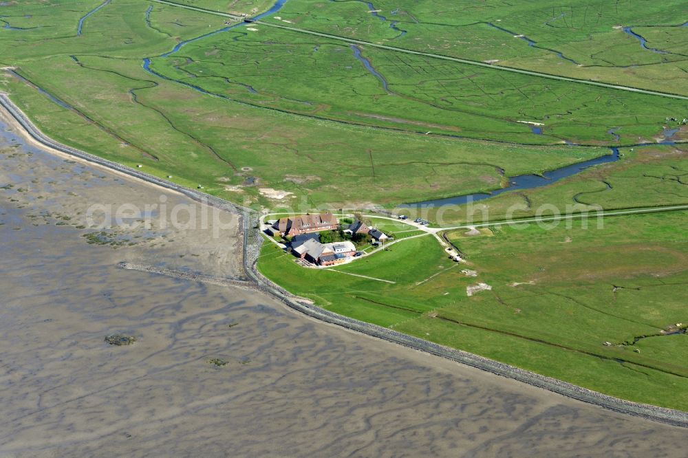 Langeneß from above - Green space structures a Hallig Landscape in Langeness in the state Schleswig-Holstein