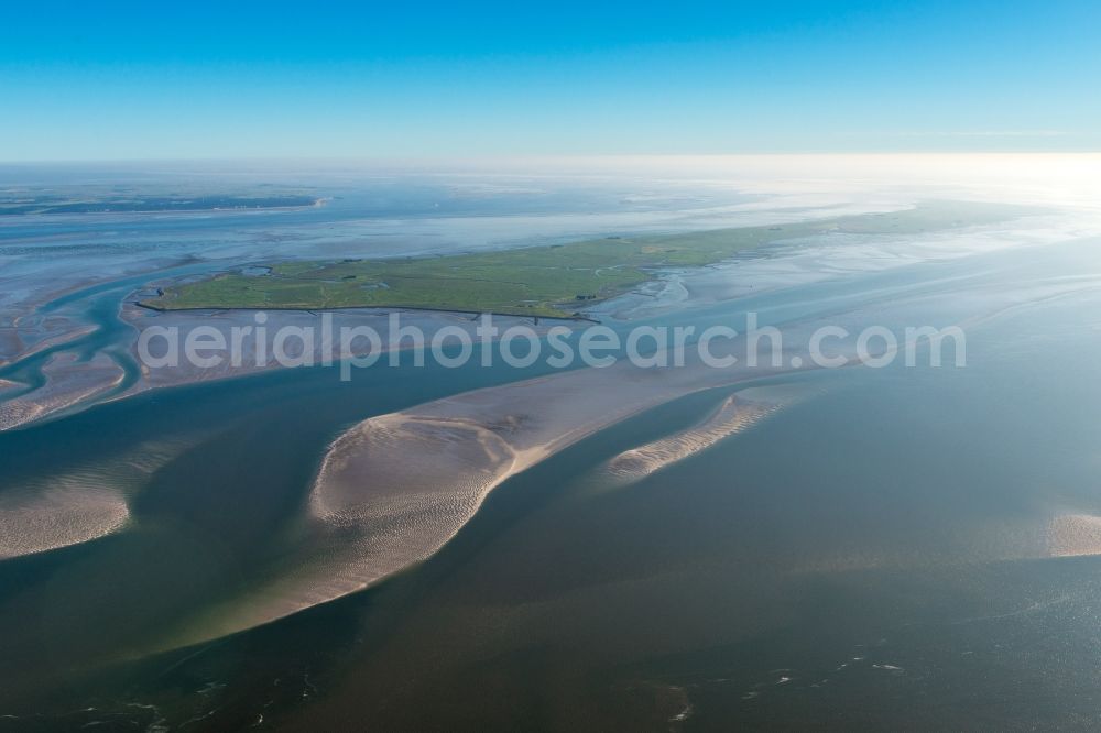 Langeneß from the bird's eye view: Green space structures a Hallig Landscape in Langeness in the state Schleswig-Holstein