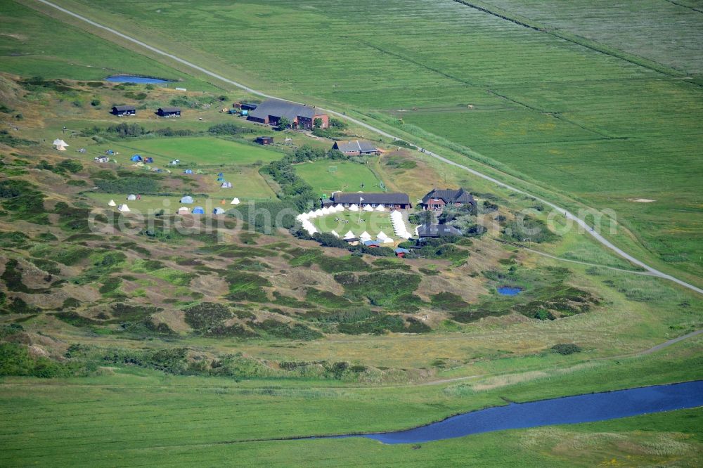 Langeoog from above - Green space structures a Hallig Landscape in Langeoog in the state Lower Saxony