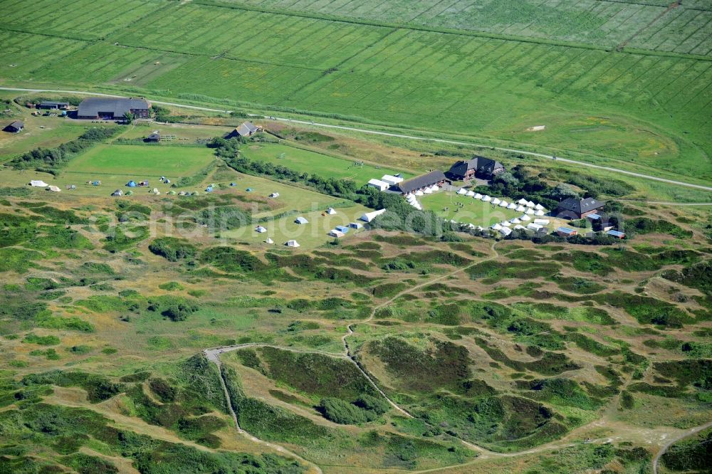 Aerial image Langeoog - Green space structures a Hallig Landscape in Langeoog in the state Lower Saxony