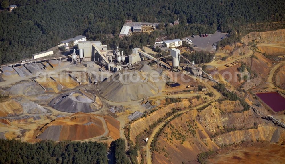 Senftenberg from above - Site and Terrain of overburden surfaces opencast mining Grosskoschen in Senftenberg in the state Brandenburg, Germany