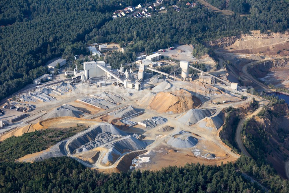 Senftenberg from above - Site and Terrain of overburden surfaces opencast mining Grosskoschen in Senftenberg in the state Brandenburg, Germany