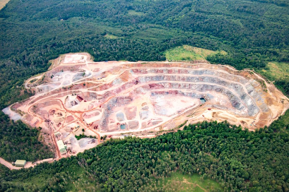 Ballenstedt from the bird's eye view: Greywack quarry from Mitteldeutsche Baustoffe GmbH in Ballenstedt in the state Saxony-Anhalt, Germany