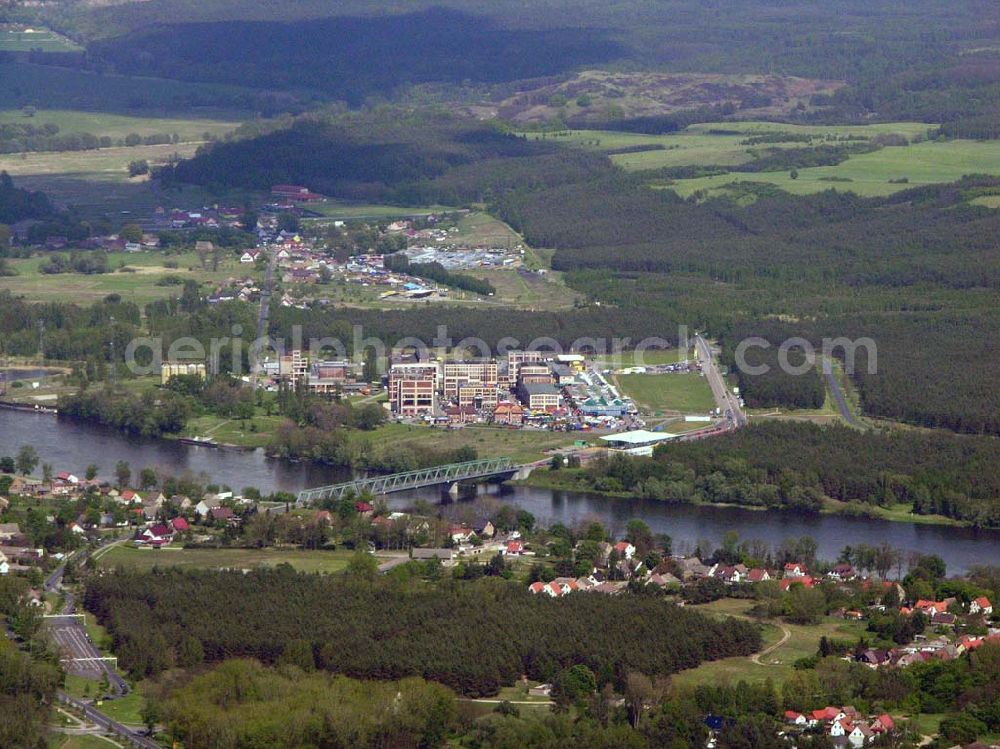 Aerial image Hohenwutzen - 16.05.2005 Grenzübergang Hohenwutzen (Brandenburg) über die Oder nach Polen.