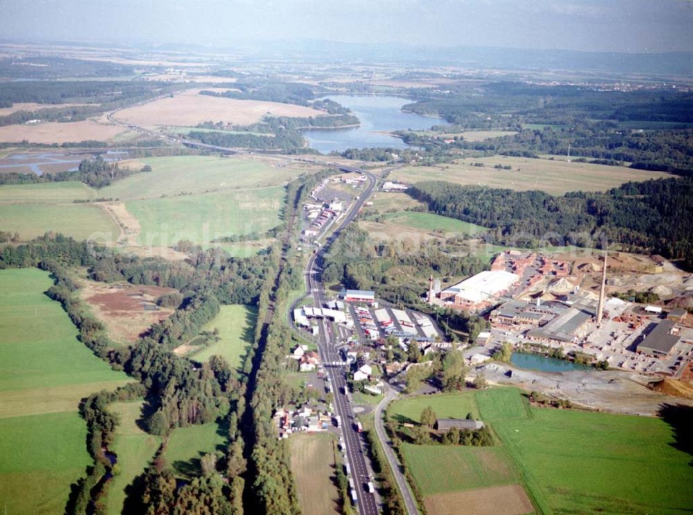 Rehau ( Bayern ) from above - 30.09.2002 Grenzübergang Rehau ( Bayern )