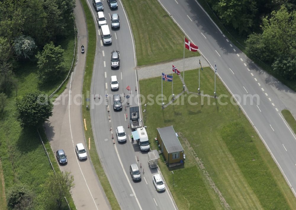 Aerial image Krusau - Border control in Krusau in South Denmark, Denmark