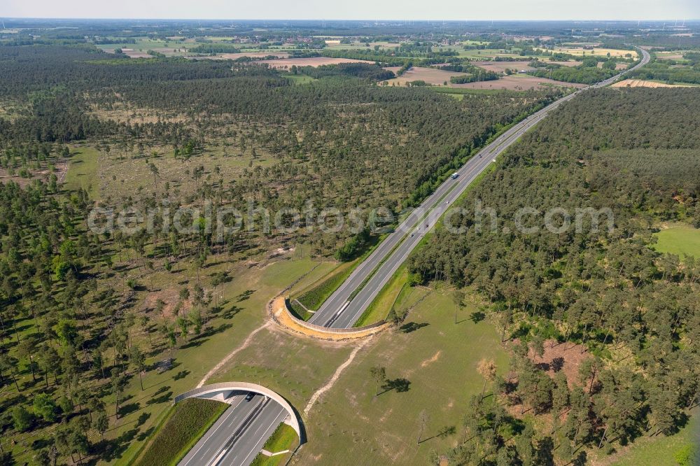 Schermbeck from above - Green bridge over the A31 at Schermbeck in the state of North Rhine-Westphalia. Client is the Agency of Roads NRW