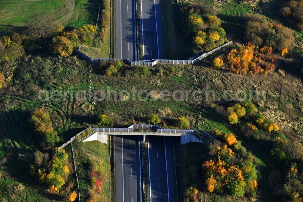 Aerial image Kublank - Green bridge - deer crossing bridge on the motorway A20 at Kublank in the state of Mecklenburg-Western Pomerania