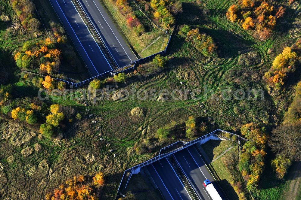 Aerial photograph Kublank - Green bridge - deer crossing bridge on the motorway A20 at Kublank in the state of Mecklenburg-Western Pomerania