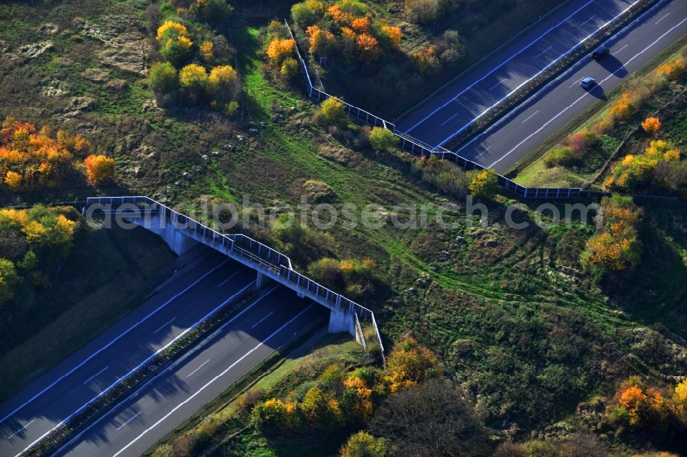 Aerial photograph Kublank - Green bridge - deer crossing bridge on the motorway A20 at Kublank in the state of Mecklenburg-Western Pomerania