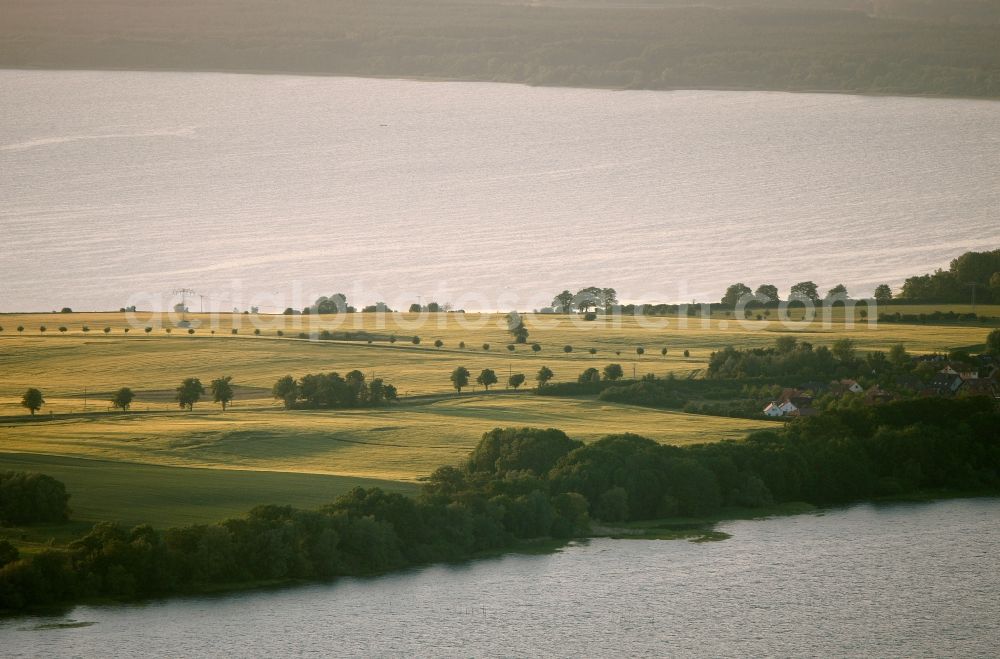 Aerial image Klink - Fields and green spaces in Klink in in Mecklenburg-Western Pomerania. Space is between the Binnenmueritz and the Koelpin See