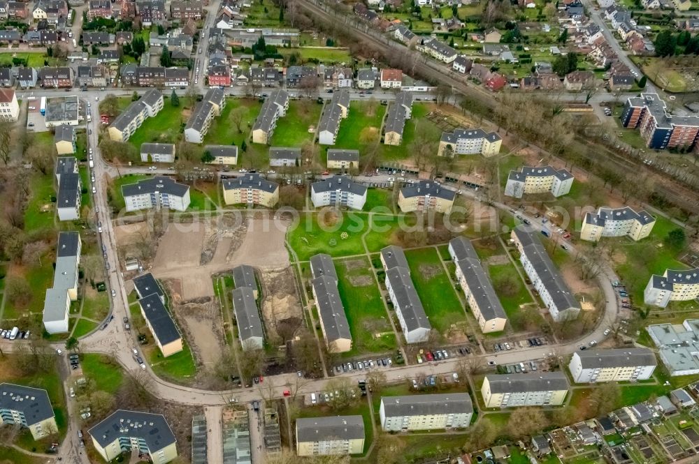 Aerial image Hamm - Residential area of the multi-family house settlement Schottschleife in the district Hamm-Norden in Hamm in the state North Rhine-Westphalia, Germany