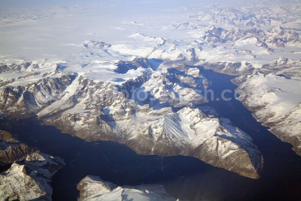 Aerial photograph Südspitze von Grönland - The southern tip of Greenland with fjords, glaciers, land ice and mountain ranges