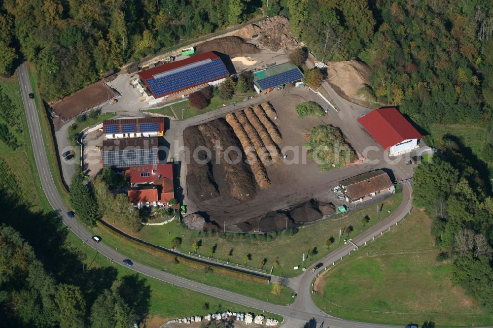 Lörrach from above - Green waste recycling area of the Buehler GmbH in Loerrach in the state Baden-Wuerttemberg