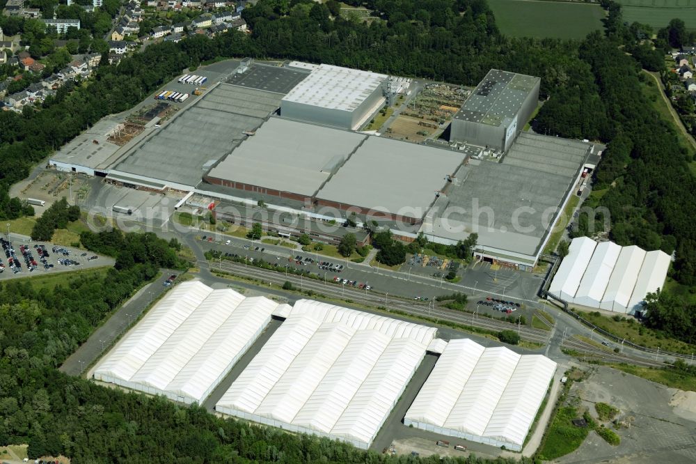 Bochum from the bird's eye view: Wholesale tents in the development area of industrial wasteland Opel plants III in Langendreer in Bochum in North Rhine-Westphalia