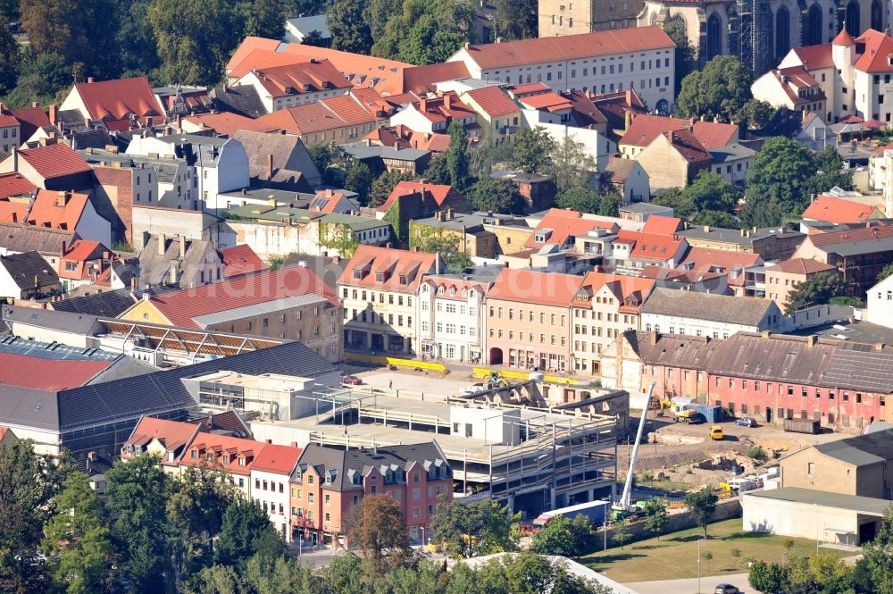 Aerial image Wittenberg - View of the construction site of the shopping center Arsenal between the Arsenal square and the market place in the inner city of Wittenberg. Project developers are MIB AG and the OFB Development GmbH. The completion is scheduled for autumn 2012