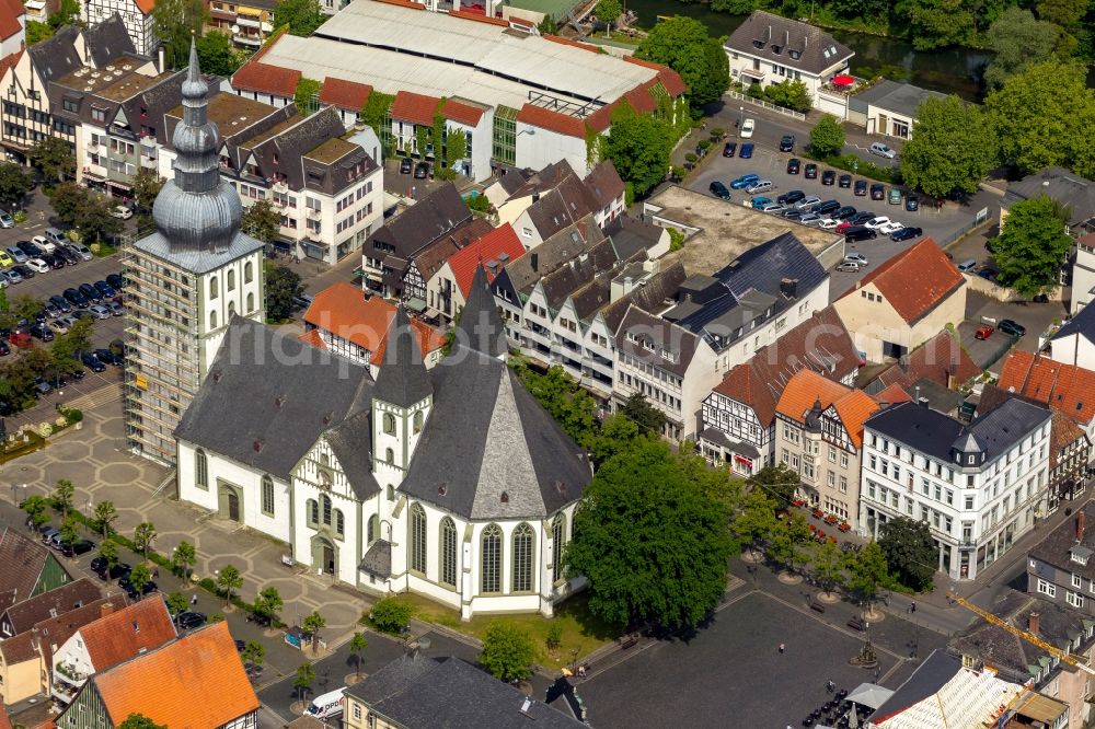 Aerial image Lippstadt - View of the church Grosse Marienkirche in Lippstadt in the state North Rhine-Westphalia