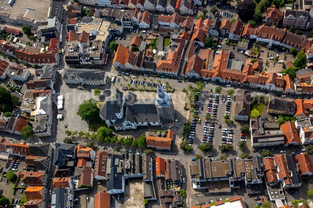 Lippstadt from the bird's eye view: View of the church Grosse Marienkirche in Lippstadt in the state North Rhine-Westphalia