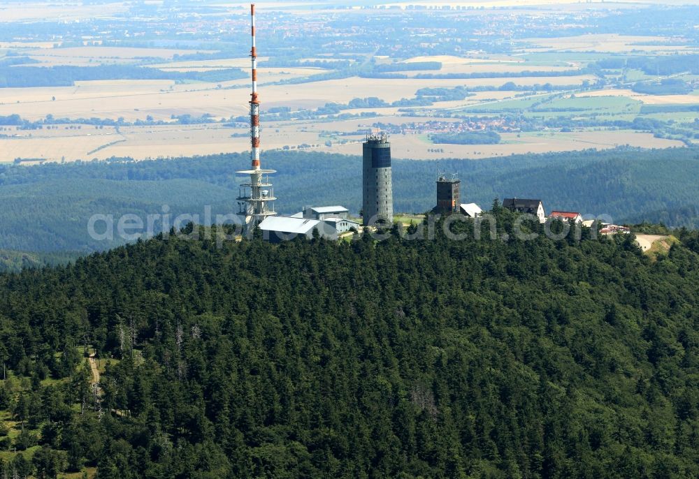 Aerial image Brotterode - Mountain Grosser Inselsberg with the transmission towers of Deutsche Telekom AG near Brotterode in Thuringia