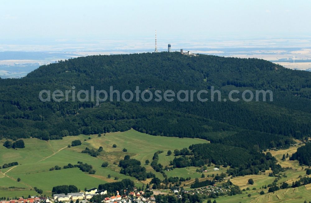 Aerial photograph Brotterode - Mountain Grosser Inselsberg with the transmission towers of Deutsche Telekom AG near Brotterode in Thuringia