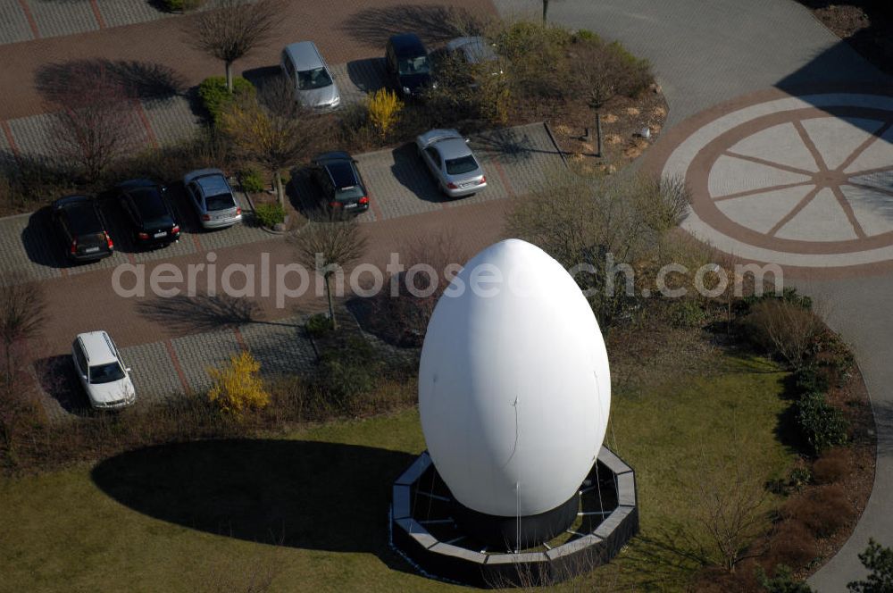 Niemegk OT Neuendorf from above - Blick auf ein grosses Osterei welches zur Osterzeit vor dem GreenLine Landhotel Im Fläming steht und in den Abendstunden leuchtet. Kontakt: Zum Reiterhof 1, 14823 Niemegk OT Neuendorf, Tel. +49(0)33843 92719 0, Fax +49(0)33843 92719 999, e-mail: info@landhotel-im-flaeming.de