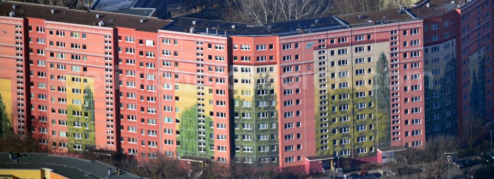 Berlin from above - Painting on the prefabricated skyscraper - Facade in Berlin - Lichtenberg