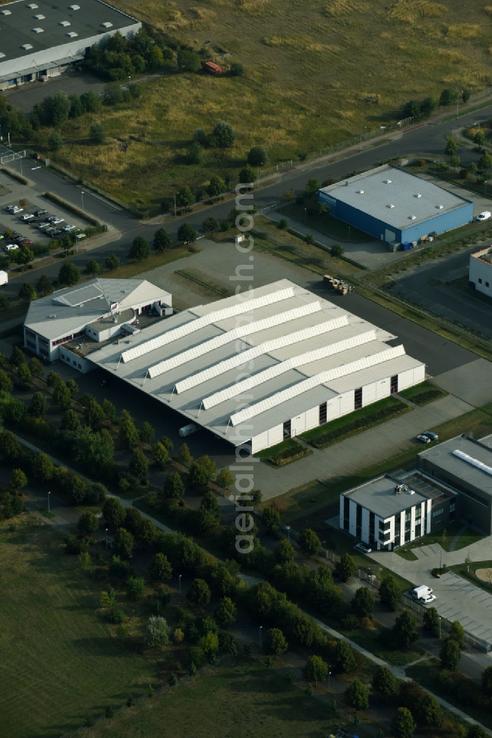 Hoppegarten from above - Building of the wholesale center of PVB Presse Vertrieb GmbH & Co. KG Berlin in Hoppegarten in the state of Brandenburg