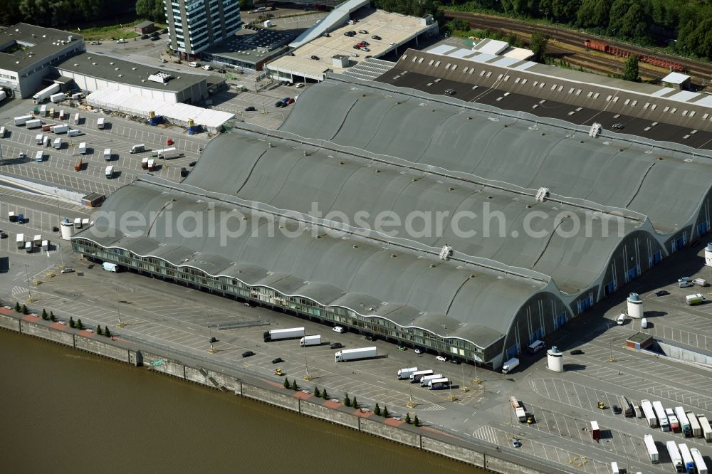 Aerial photograph Hamburg - Building of the wholesale center for flowers, fruits and vegetables in Hamburg, Germany